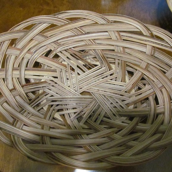 Vintage Set of 2 Woven Wicker Rattan Reed Baskets Oblong Nestable NEW - Picture 10 of 12